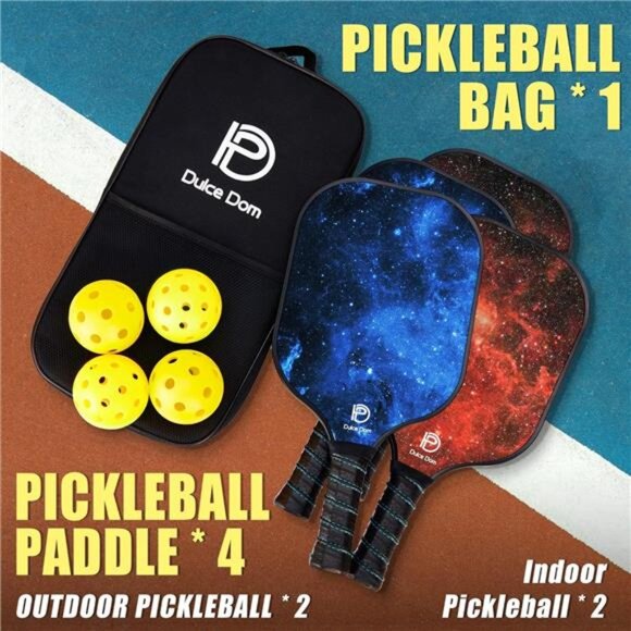 Pickleball Paddles, USAPA Approved Fiberglass/Graphite Pickleball Set of 2/4 - Picture 6 of 7